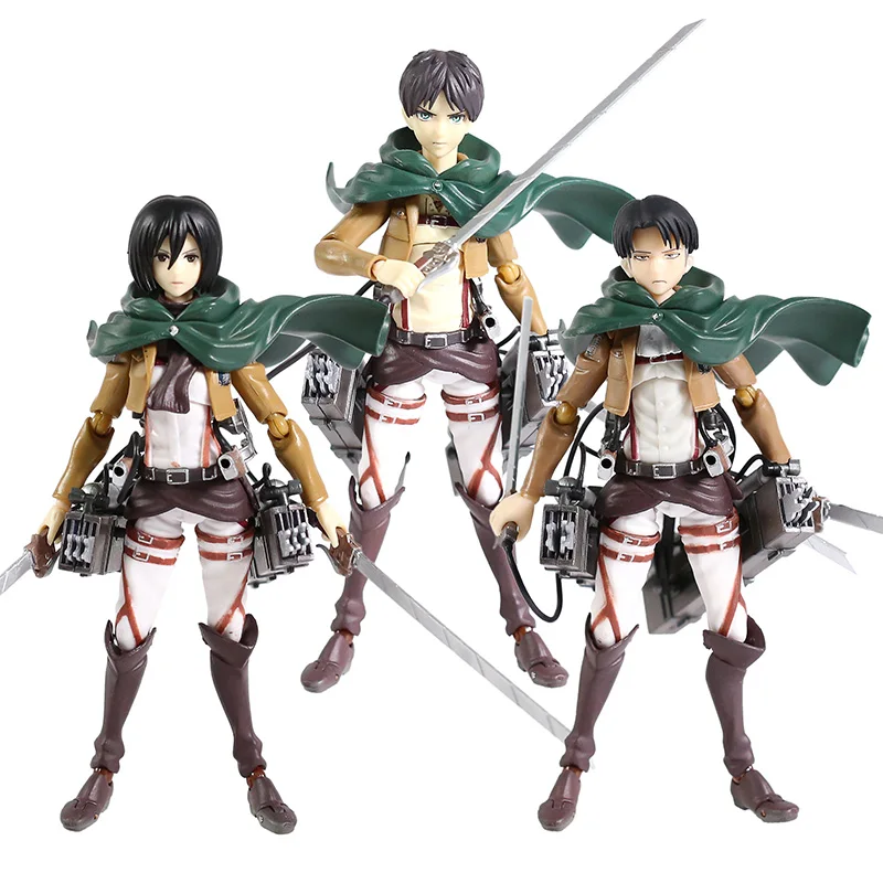 Figma Attack on Titan Eren Jaeger 207 Mikasa Ackerman 203 Levi Ackerman 213 Action Figure Collectible Model Toy