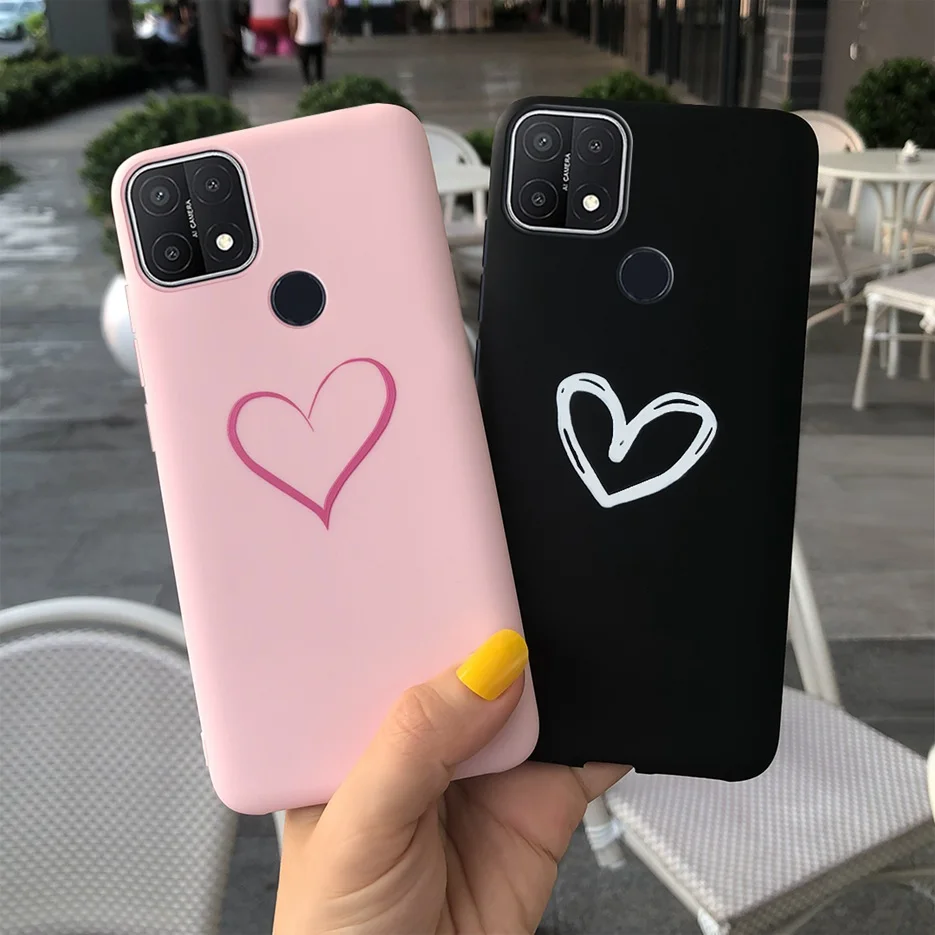 For OPPO A15 Case A 15 Soft Slim Cute Couple Love Heart Phone Cases For Oppo A15 CPH2185 Back Cover OppoA15 Coque 6.52'' Bumper