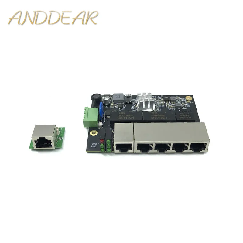 Ethernet Switch Modul 5 Port Unmanaged10/100/1000Mbps Industri PCBA Dewan OEM Auto-Sensing Port PCBA papan OEM Papan Utama