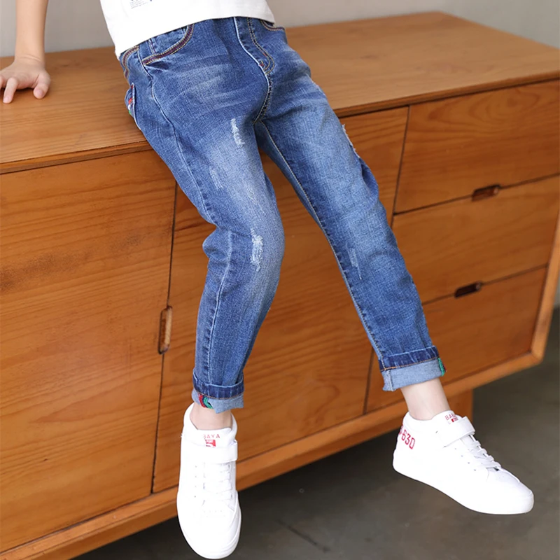 IENENS Kids Boys Jeans Classic Pants Denim Clothing Children Fashion Boy Casual Bowboy Long Trousers 5-13Y