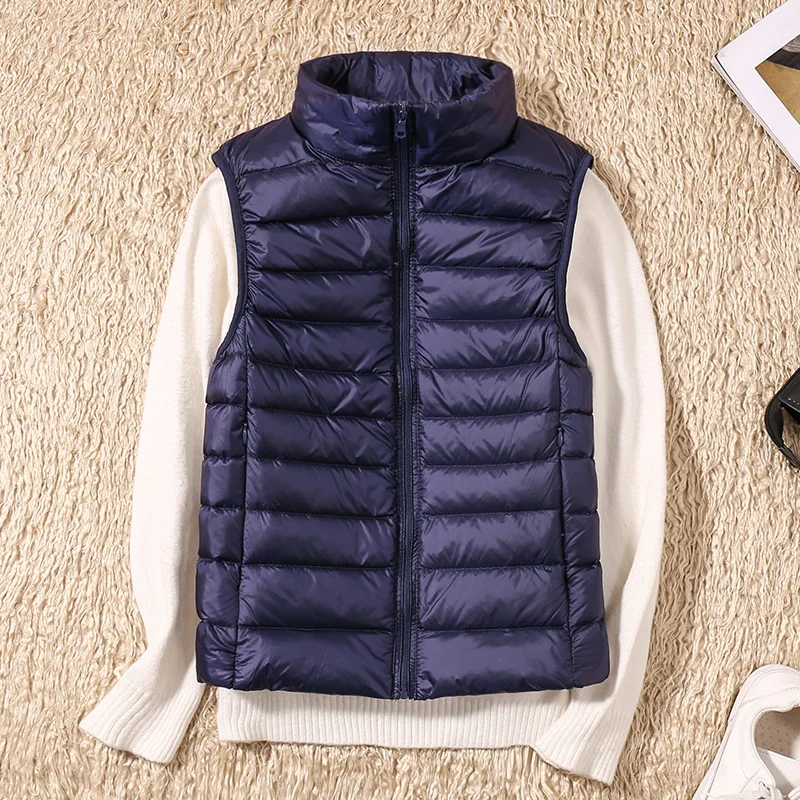 0-10℃ Autumn Winter Women Ultra Light Down Vest Portable White Duck Down Parka Coat Female Sleeveless Slim Thin Waistcoat