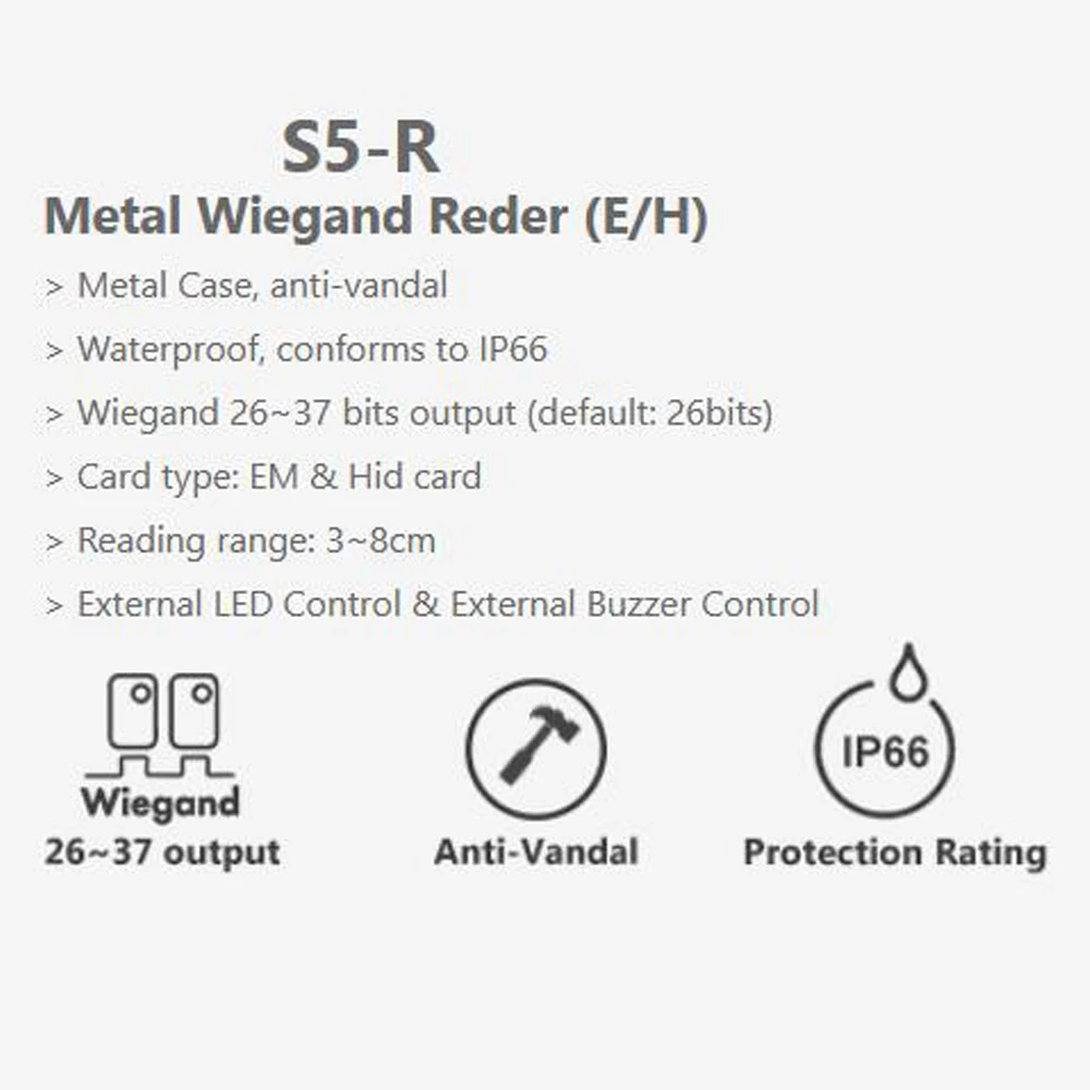 Lecteur de cartes de proximité Rfid en métal, 125KHZ, 13.56MHZ, avec sortie wiegand D0 D1, pour système de contrôle d'accès de porte, étanche IP66