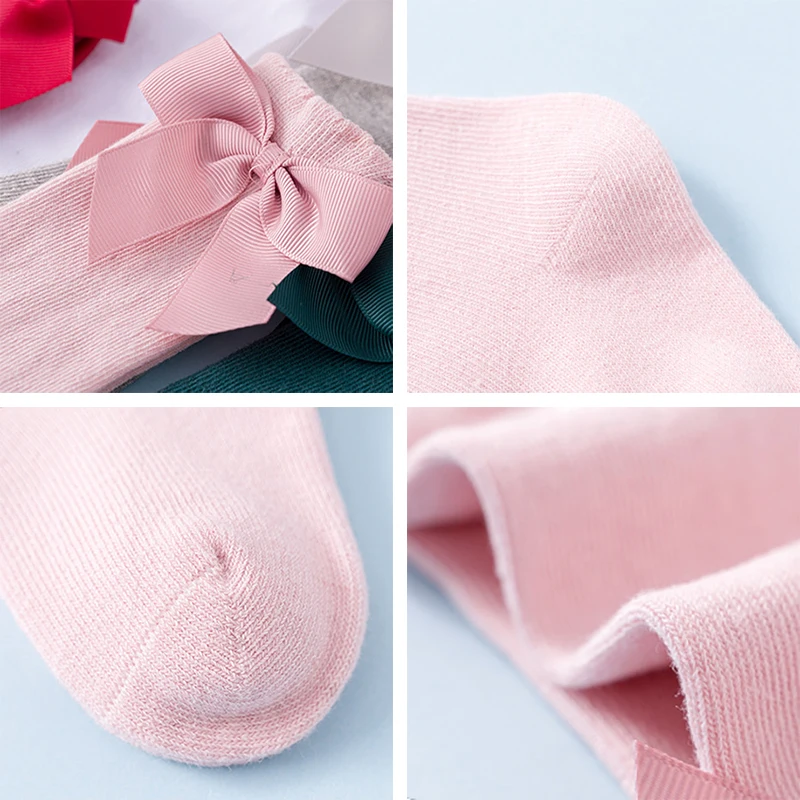 Kids Girls Socks With Bows Knee High Princess Socks For Girl Cute Newborn Baby Cotton Sock Long Tube Bow Children Socks