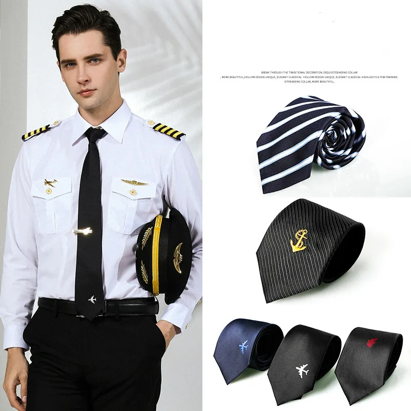 Fashion Style Men Popular Brand Business Office Ties Shirts Uniform Accessories Male Airplane Captain Pilot Costume Tie