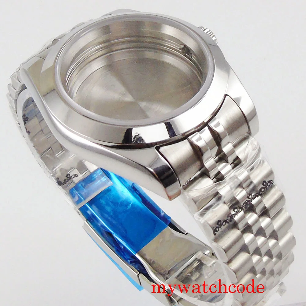 Stainless Steel Men Watch Case Fit NH35 NH36 MIYOTA 8215 Automatic Movement Sapphire Glass Jubilee Strap
