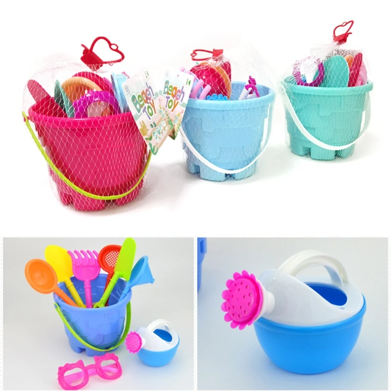 

9 piece set Castle Bucket Shovel Rake Water Tool Sand Kids summer game Beach Sand For Children Gift New