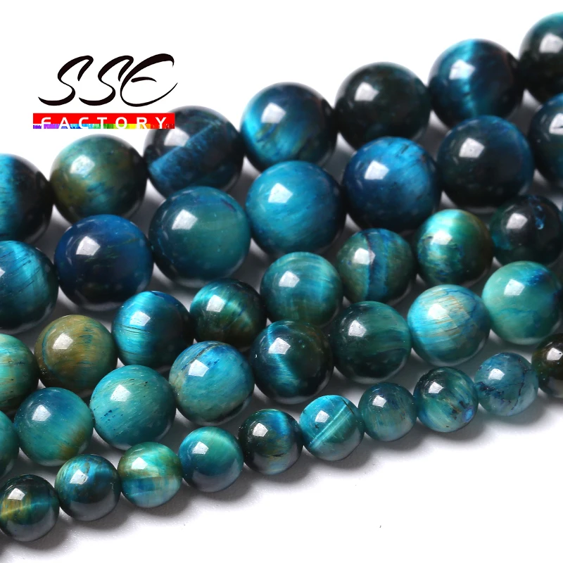 

Natural Blue Tiger Eye Beads For Jewelry Making Round Loose Stone Beads DIY Bracelets Necklace Accessories 4 6 8 10 12mm 15"inch