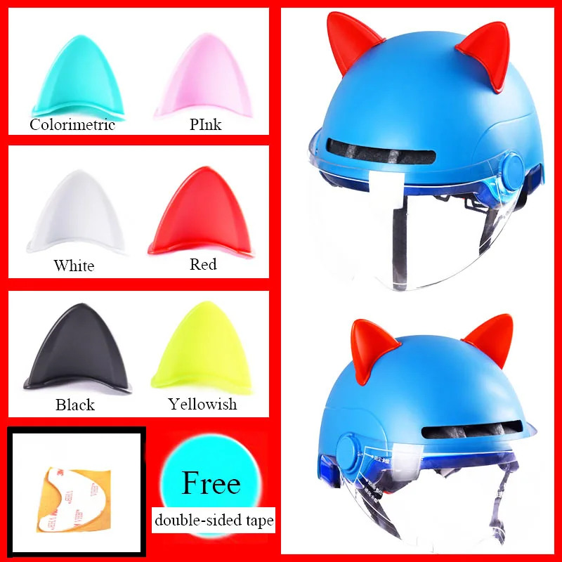 

2PCS Creative Motorcycle Electric Helmets Decoration Cartoon Cute Cat Ears Motorbike Helmet Accessories Stickers Cosplay Styling