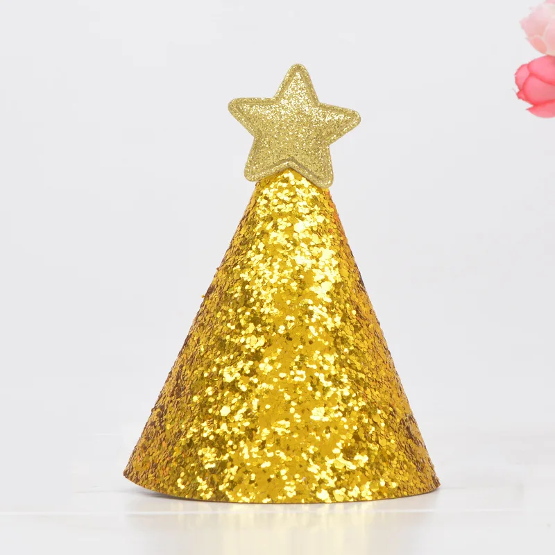 Korean Gold Flash Hat Silver Pink Blue Star Happy Birthday Party Accessories Decoration Toy Festival Creative Dress Supplies