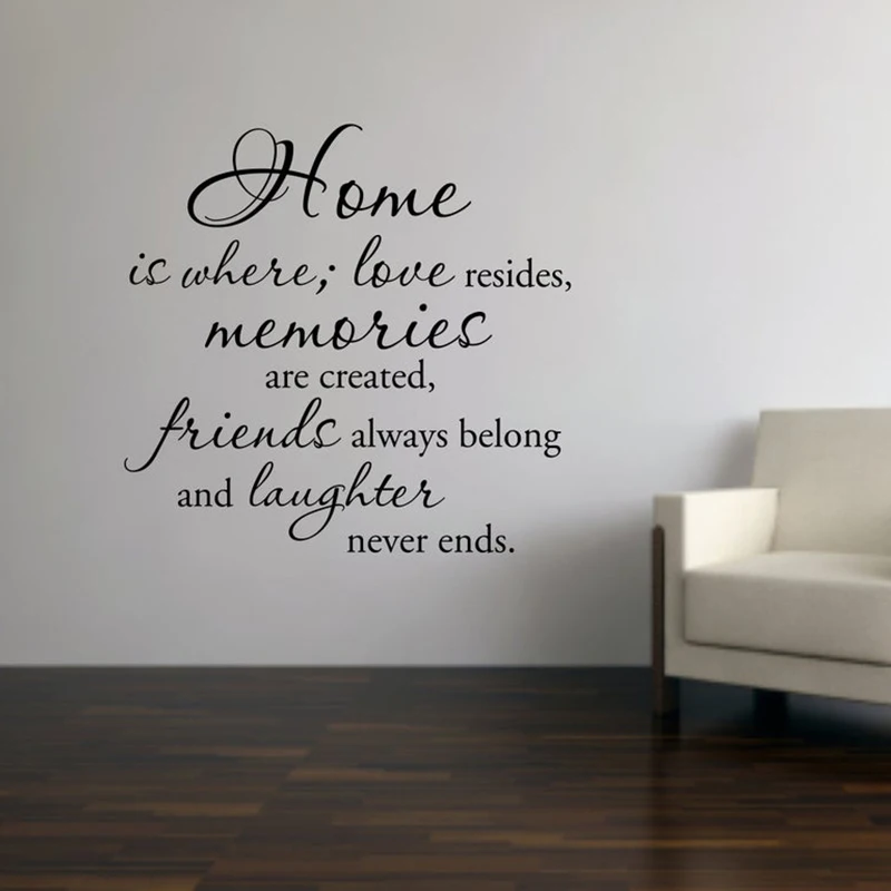 Home Is Where,love Resides Quotes Wall Sticker Vinyl Home Decor for Living Room Bedroom Interior Design Words Decals Mural S231