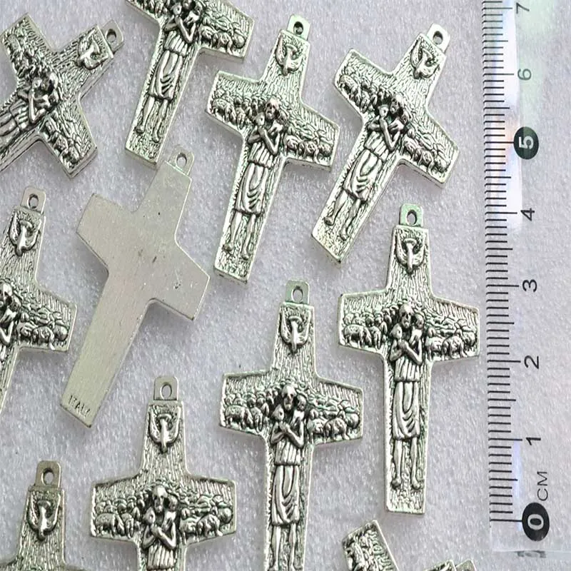

60 pieces / Orthodox Church retro cross hole pendant, Christian Pope icon metal handmade necklace cross jewelry gift pendant