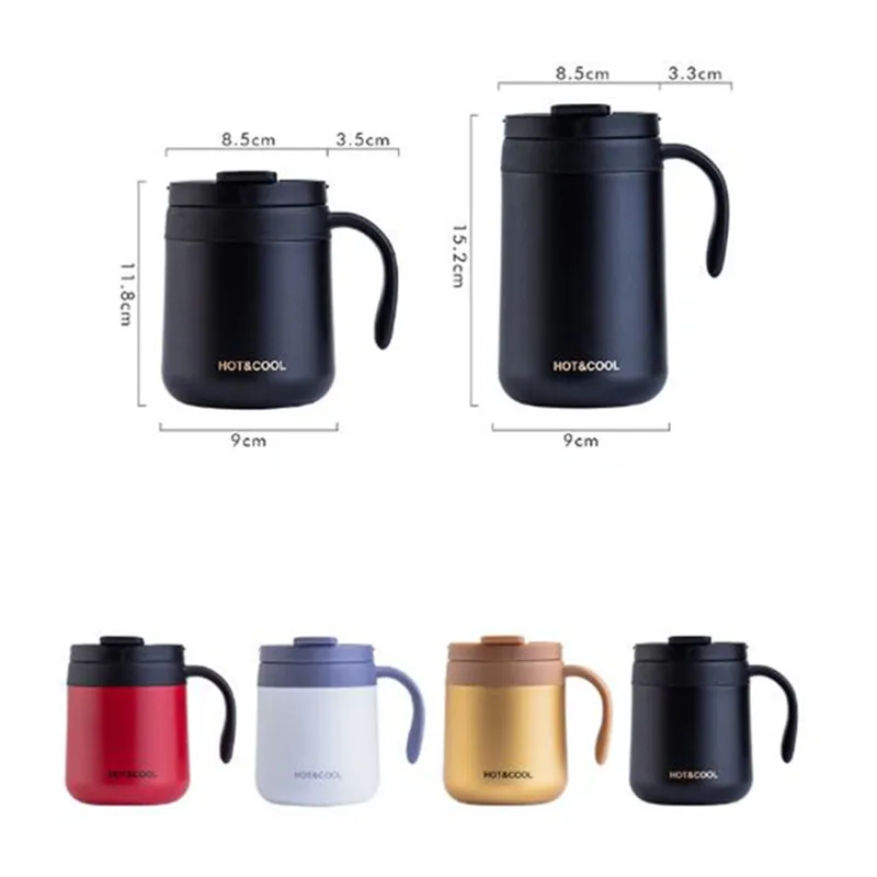 350/500ml Coffee Mug Vacuum Cup Thermos Stainless Steel Insulated Tea Water Cups Tumbler With Handle Lid Thermal Mug