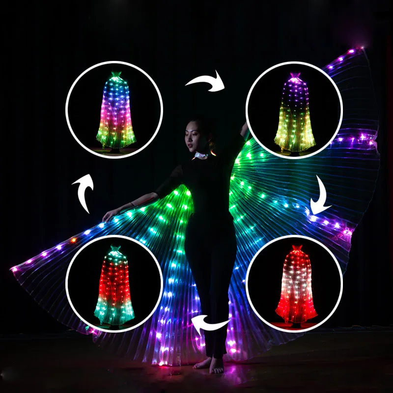 Remotely Controllable RGB LED Fairy Wings Stage Dancing Light Show Prop Accessories Belly Dance ISIS LED Wings