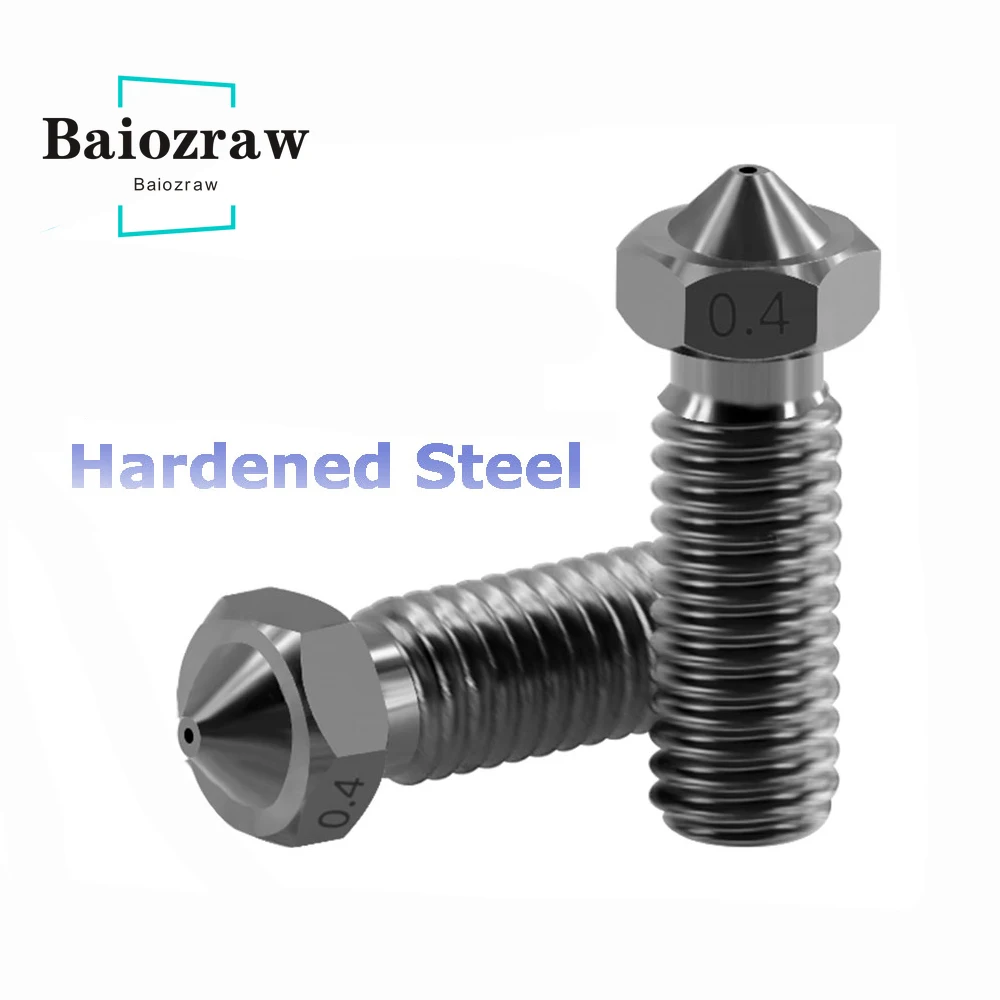 Hardened Steel Volcanic Nozzle 1.75mm M6 for High Temperature 3D Printing or Carbon Fiber Filament for The Hot End 1pcs