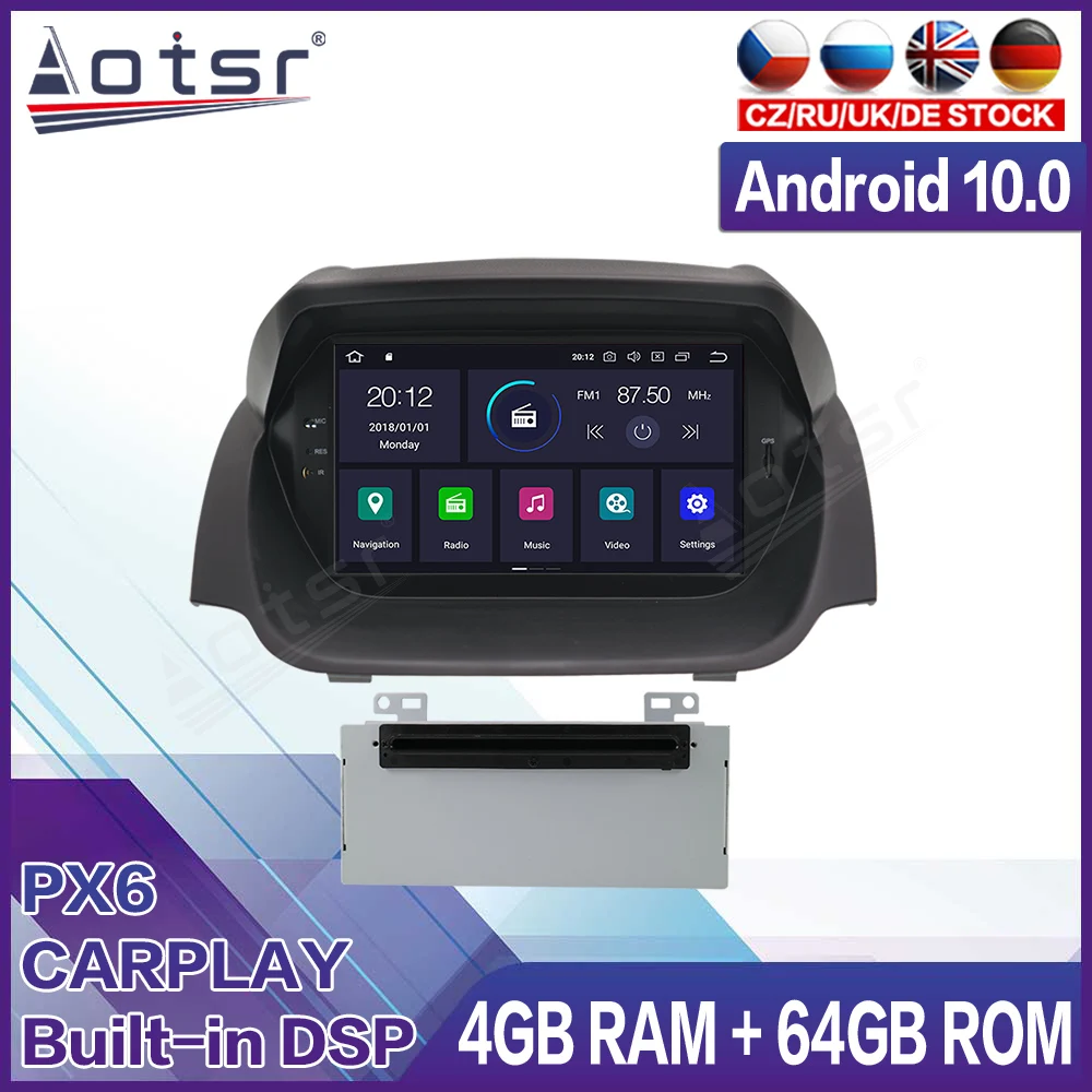 128G For Ford Fiesta MK7 2013 2014 2015 2016 Car Multimedia Radio Player Stereo Android Recorder Audio GPS Navi Head Unit 1 Din