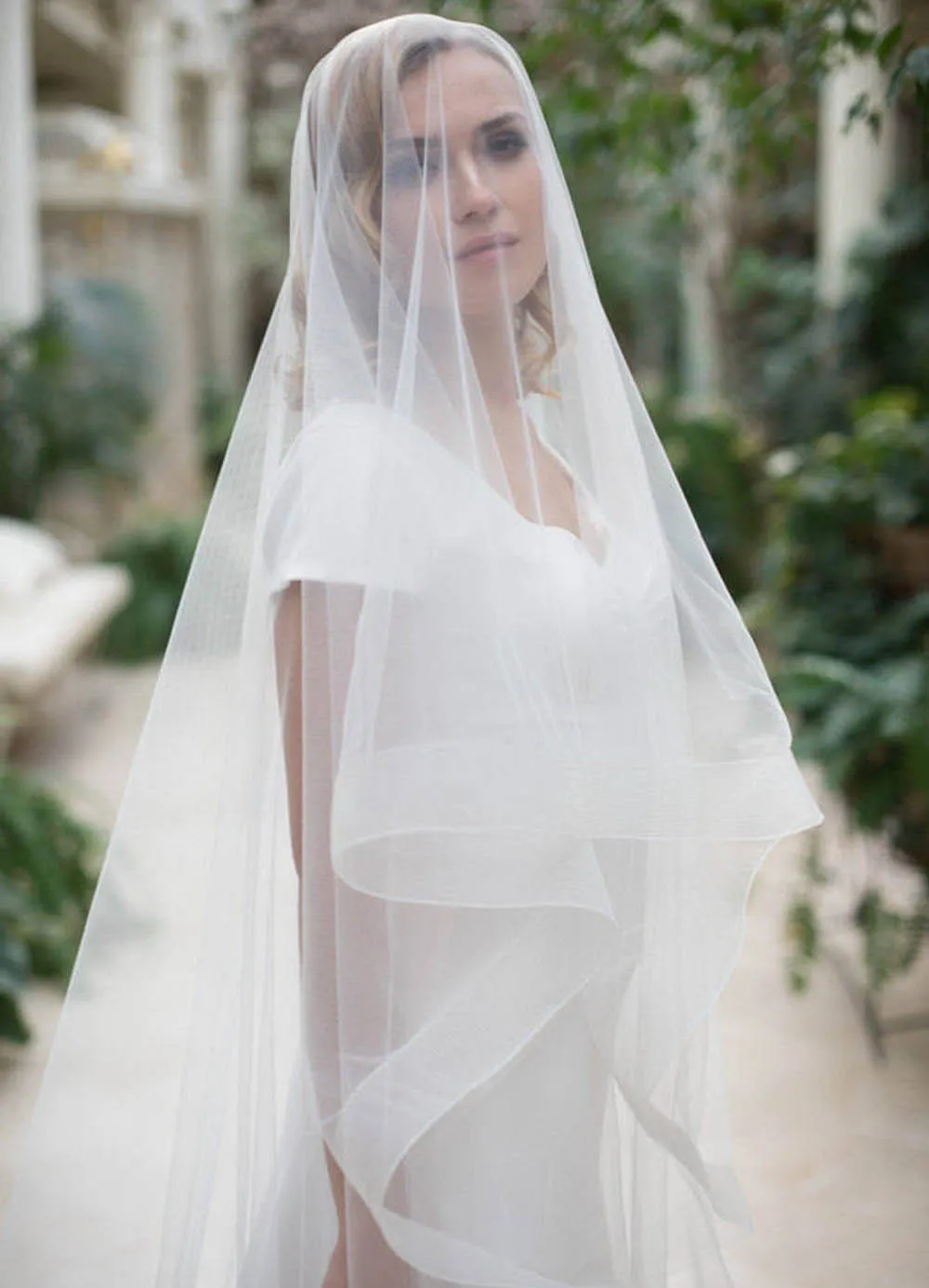 Voile de mariée en crin de cheval, Long 3 mètres, blanc ivoire, une couche, couvre visage, sans peigne, accessoires pour Mariage