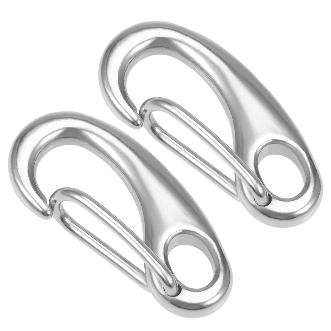 uxcell 2Pcs 40mm Carabiner Snap Hook 304 Stainless Steel Spring Gate Snap Hook Clip Marine Grade Lobster Claw Silver Tone