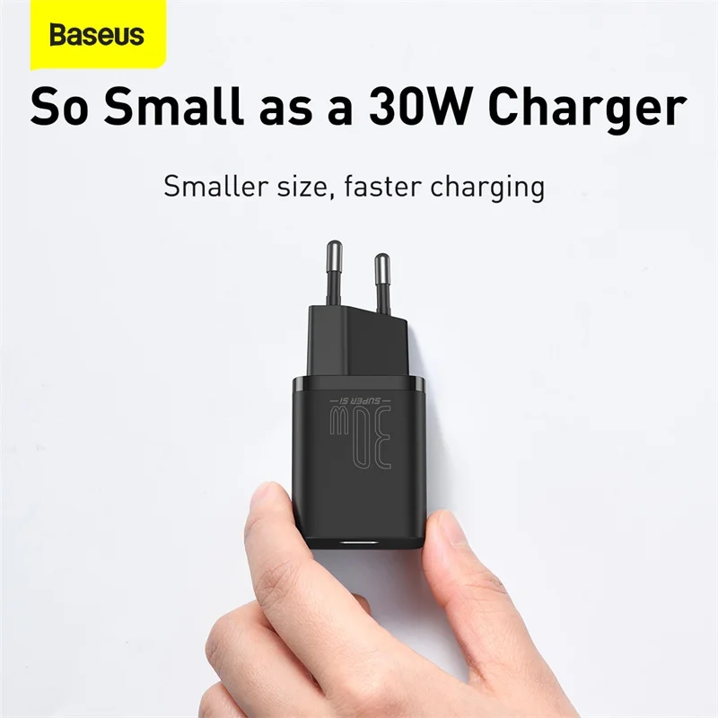 Baseus-슈퍼 Si USB C 고속 충전기 어댑터, 30W, 아이폰 14, 13, 12 프로, 맥스, 아이패드용, c타입 QC 3.0 PD, 샤오미용, 급속 충전기