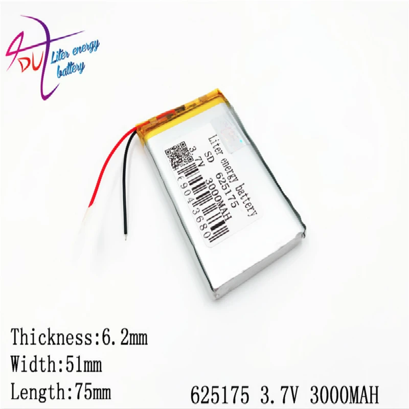 

Best Battery Brand 3.7v 3000mah 625175 605075 Lithium Polymer Battery With Board For Mp4 Mp5 Gps Digital Products