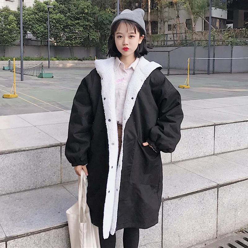 

Autumn and winter cotton jacket women 2020 new Korean fashion on both sides wearing lambskin loose mid-length hooded casual jack