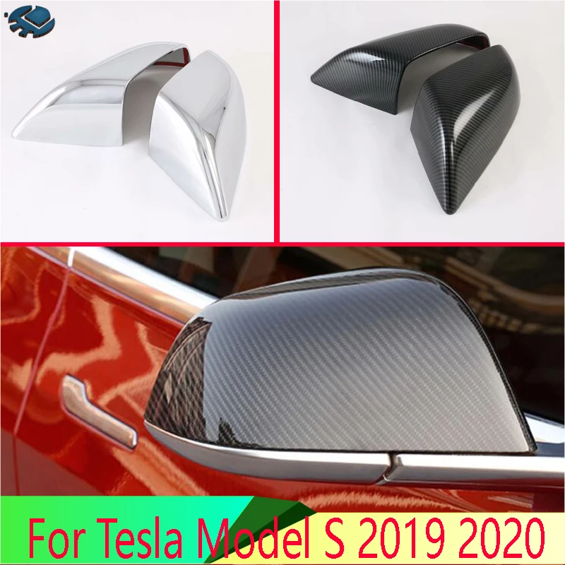 

For Tesla Model S 2019-2022 Car Accessories Door Side Mirror Cover Trim Rear View Cap Overlay Molding Garnish