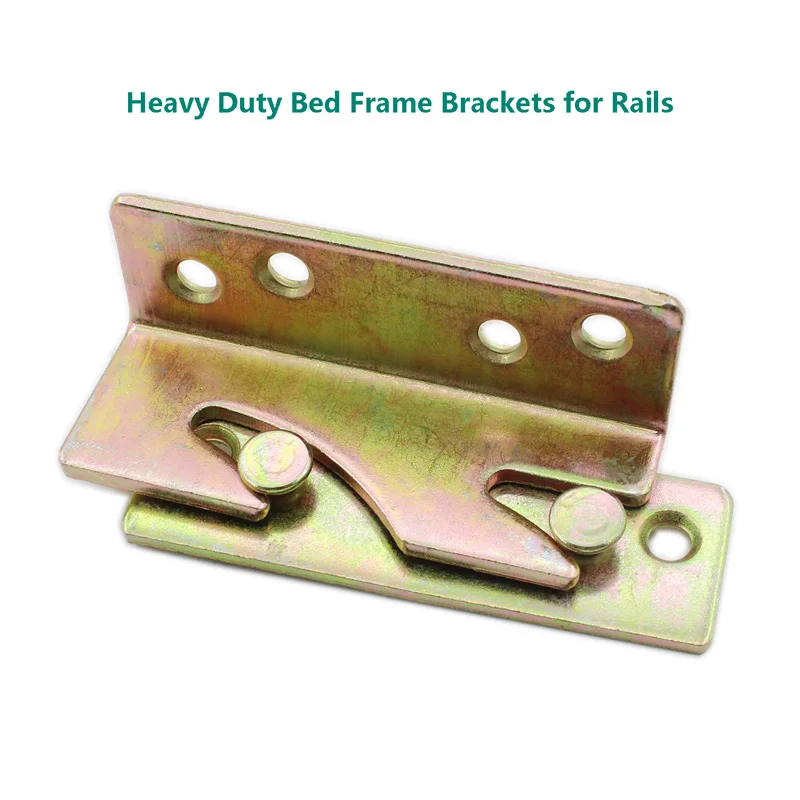 4 PCS Bed Rail Brackets, No-Mortise Bed Rail Fittings Complete Set, Heavy Duty Rust Proof Frame Bracket for Connecting to Wood