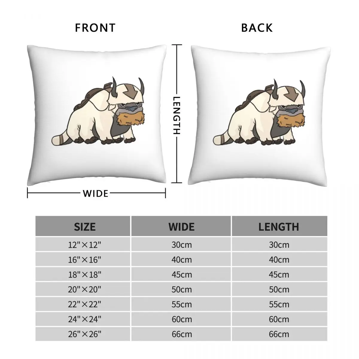 Appa Avatar The Last Airbender Pillowcase Polyester Linen Velvet Creative Zip Decor Car Cushion Cover