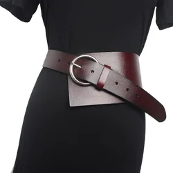 Ceinture corset de taille en cuir véritable pour femme, accessoire de robe, large, environnement, luxe, mode, femme