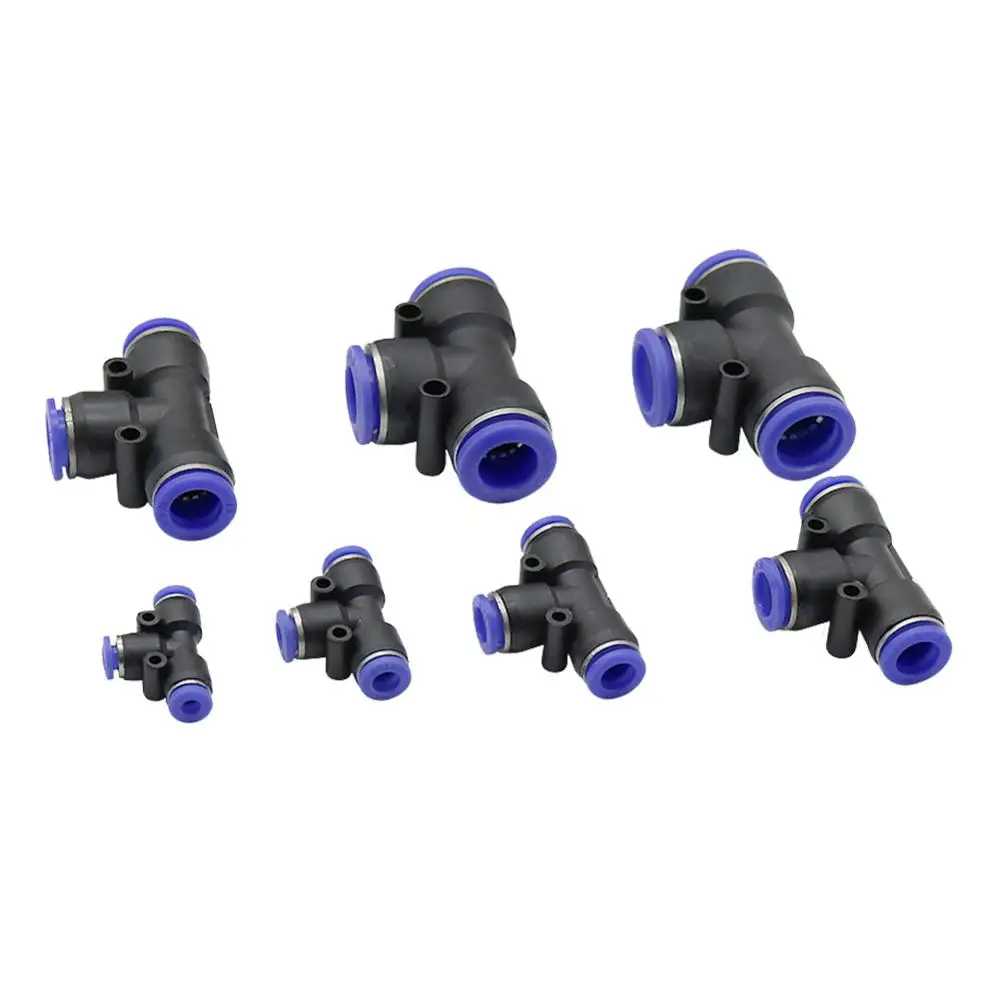 

PVC 4/6/8/10/12/14/16mm Quick Access Tee Connector Misting Nozzles System Coupling Adapters Pneumatic Components Fittings 3Pcs