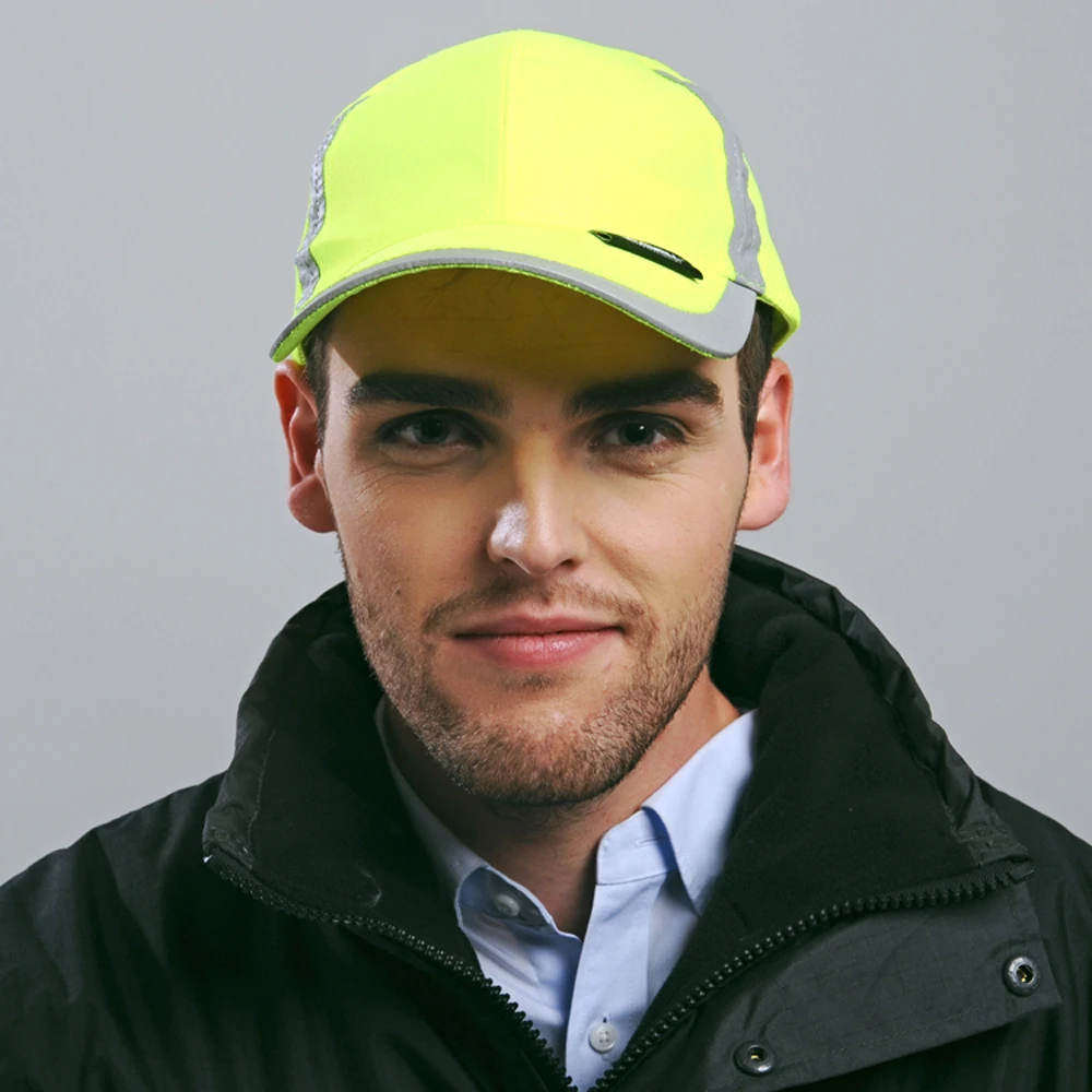Men Reflective Basebal Cap Mesh Net Hat Outdoor Reflective Structured Safety Orange Yellow Moisture Wicking Structured Cool Hat