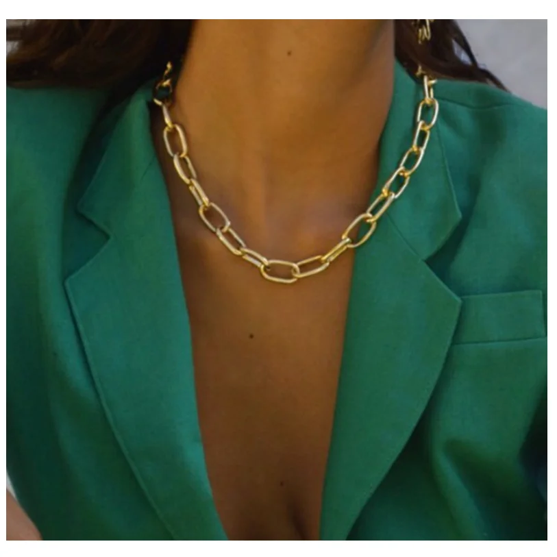 Clavicle Short Punk Gold Silver Color Big Chains Necklaces Gothic Jewelry Pendant Choker Neckalce Women's Girl Gift Wholesale