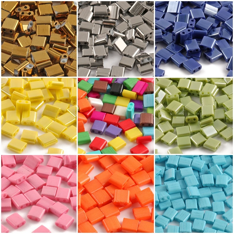 50/100pcs Multicolor Seedbeads for DIY Jewelry Bracelets Making 2 Holes 5*5*2mm/5*2*2mm