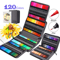 120 Colors Dual Brush Markers Pens ZSCM Colored Pencil Watercolor Art Markers Fineliner Calligraphy Pens Birthday Christmas Gift