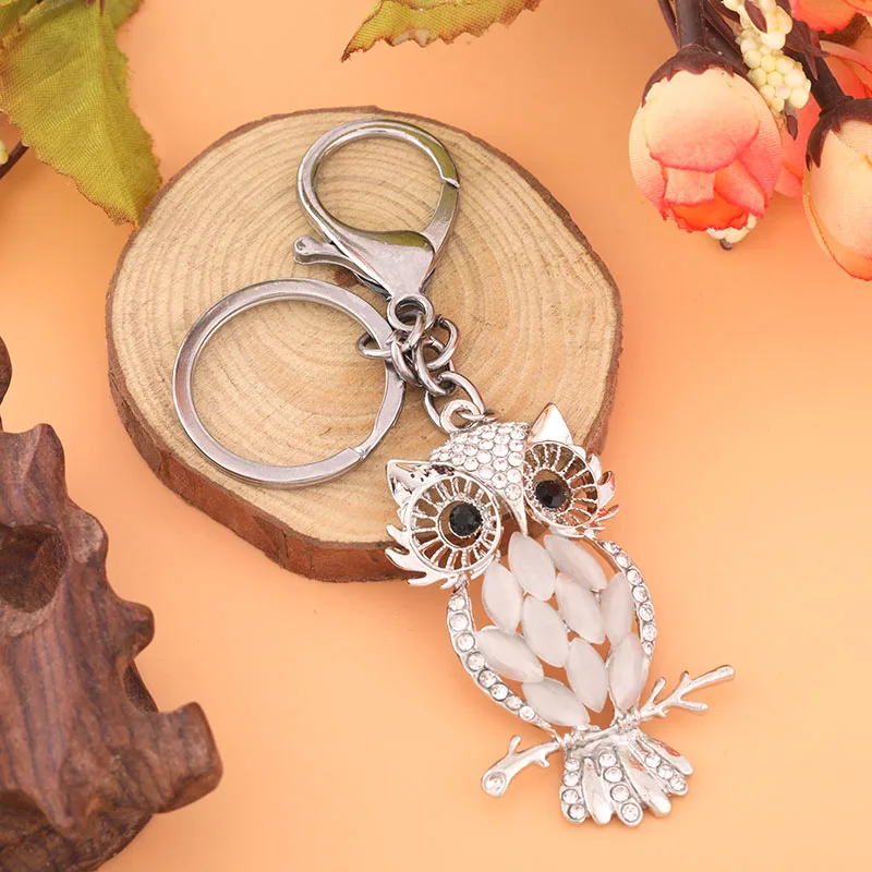 New Zircon Owl Style Keychain Fashion Versatile Jewelry Cute Shiny Metal Keychain Romantic Female Accessories Fine Bag Pendant