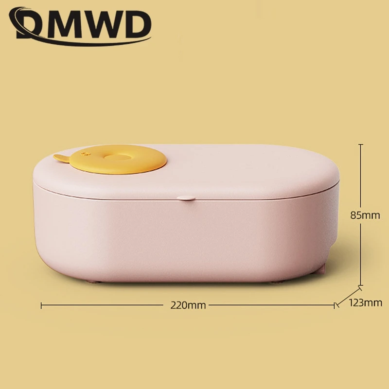 DMWD Electric Heating Lunch Box Portable Rice Cooker Thermal Food Heater Steamer Cooking Container Office Warmer Non-stick 220V