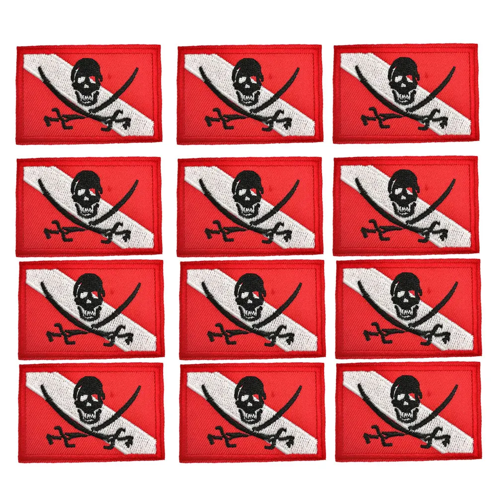 Scuba Diving Flag Patch Diver Down Flag Badge Diving Gift Embroidered Iron-On Patch For Diver Gear Bag backpack Clothes Hat DIY