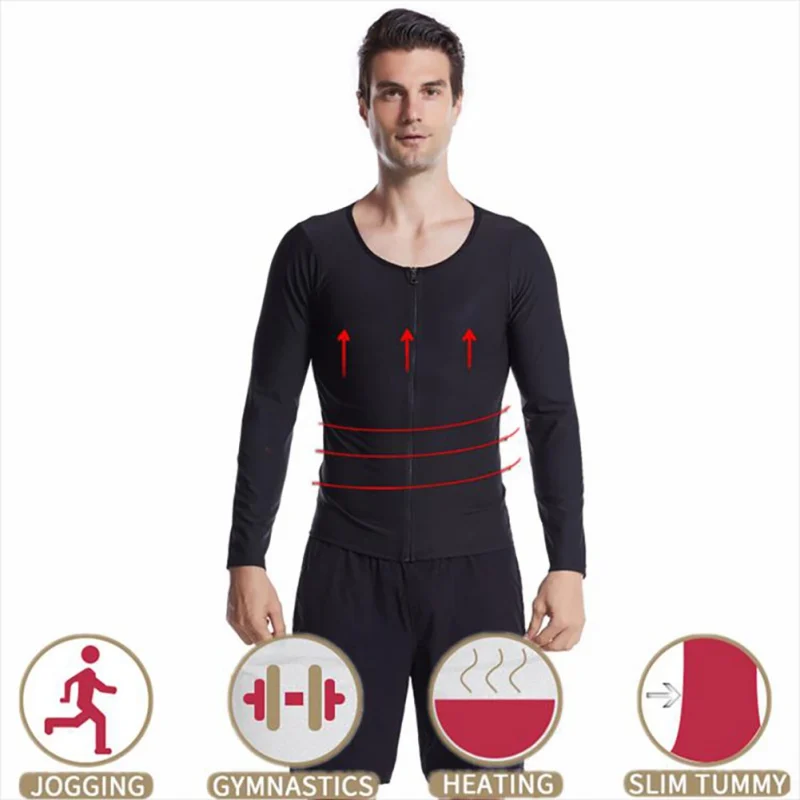 Sauna suor colete masculino zíper treino tanque superior cintura trainer espartilho emagrecimento corpo shaper compressão camisa perda de peso queimador de gordura