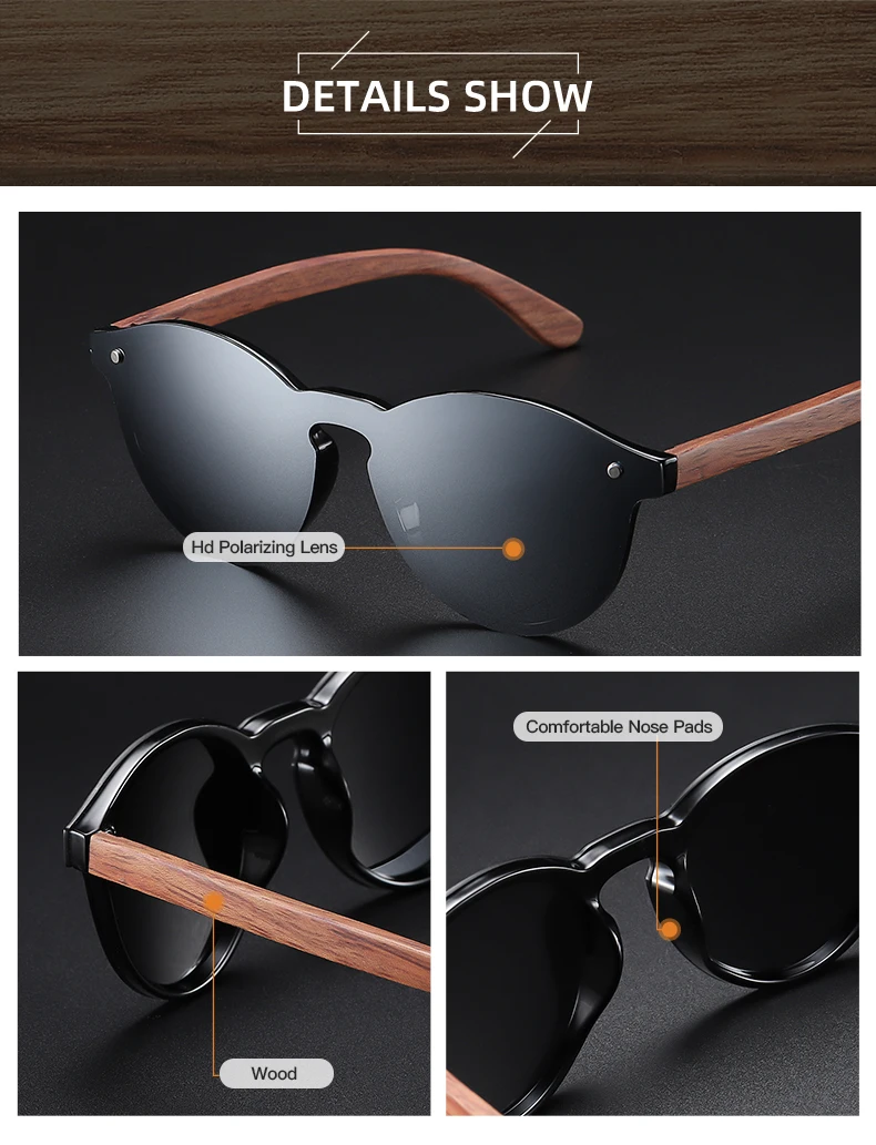 GM Retro Holz Sonnenbrille Männer Frauen Polarisierte Sonnenbrille Fahren Natürliche Holz Rahmen Brillen Spiegel Sonnenbrille Oculos S5031 – Detail 8
