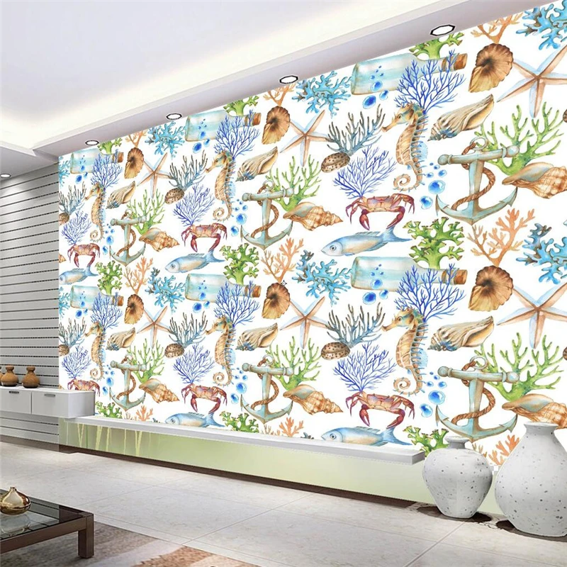 

beibehang Underwater world coral Wallpaper Wall bedroom decoration Mural Living Room Sofa Backdrop Wall Simple Papel De Parede