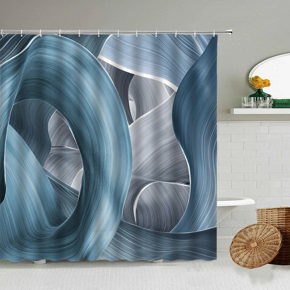 Symphony Three-dimensional Striped Shower Curtain Abstract Art Design Bathroom Wall Decoration With Hook Waterproof Screen Set