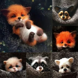 Kit Non finish Handcrafted Pocket Animal Pet Doll Toy Wool Needle Felting Kit Dog Cat Fox Rabbit фетр для рукоделия фетр fieltro