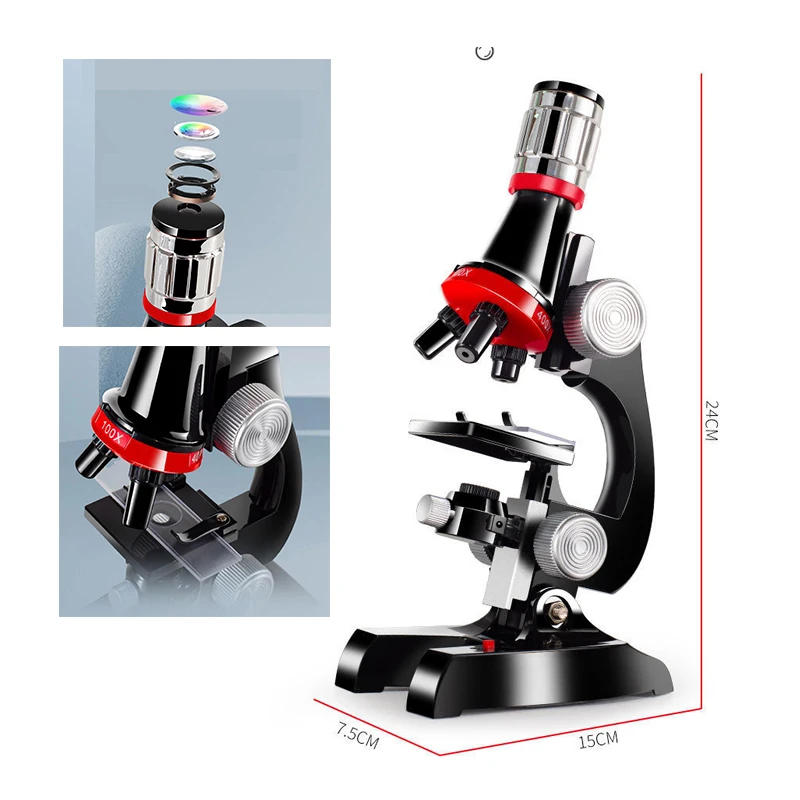 Kids Zoom Biological Microscope Lab Led 100x 400x 1200x School Science Experiment Education Scientific Toys Gifts For Children