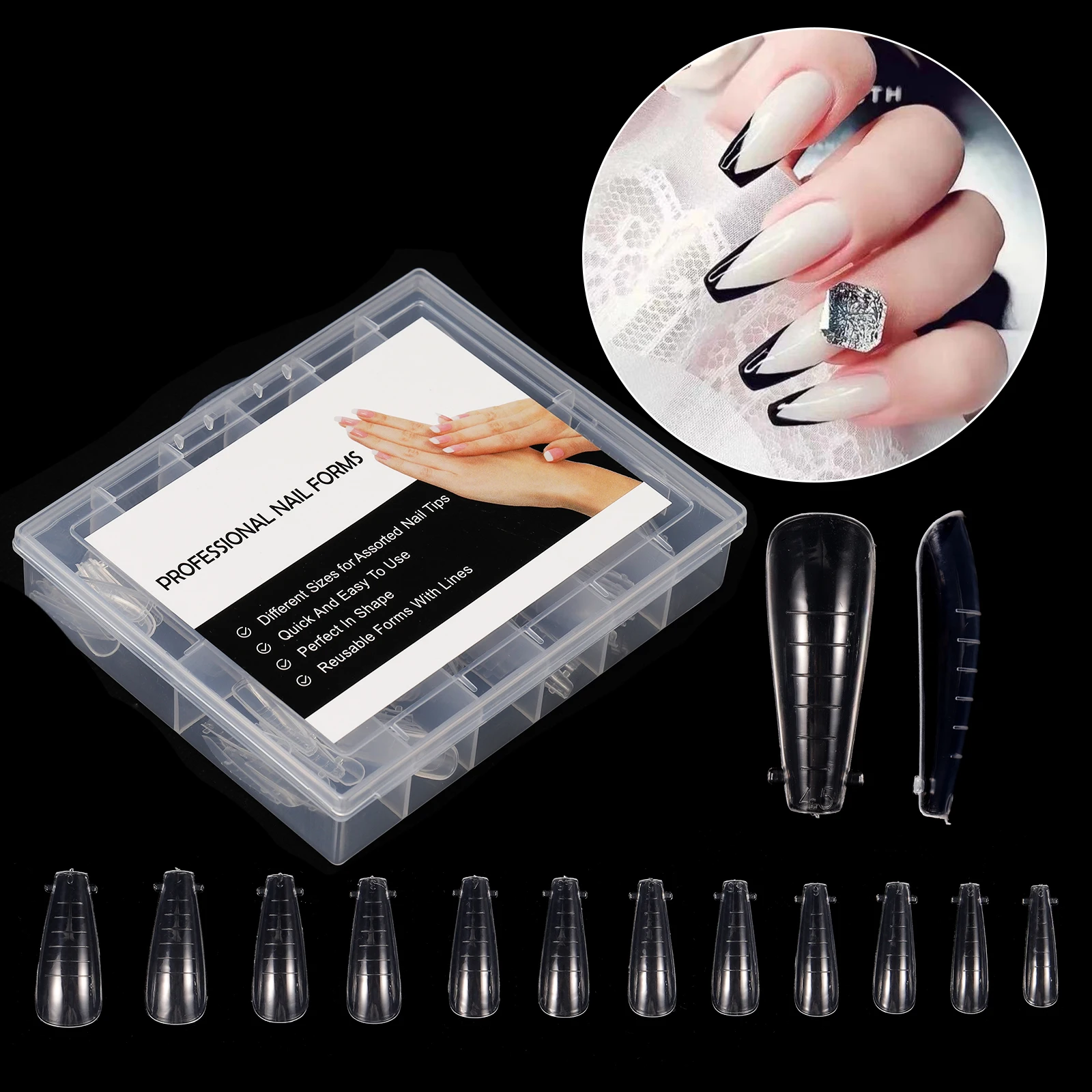 new nail Dual forms 120pcs /box 12 sizes Quick Finger poly nails gel builder sticker tools extension Tips  Easy Find