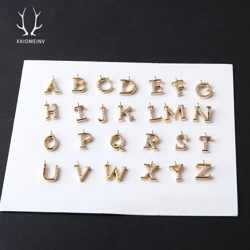 

26pcs Fashion 26 Letters bling Alloy alphabet Pendant for necklace ABC Words tag Charms for Jewelry DIY accessories