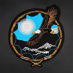 Large Eagle Sun Mountain Embroidery Patch for Clothing Hat Bags Iron on Backing