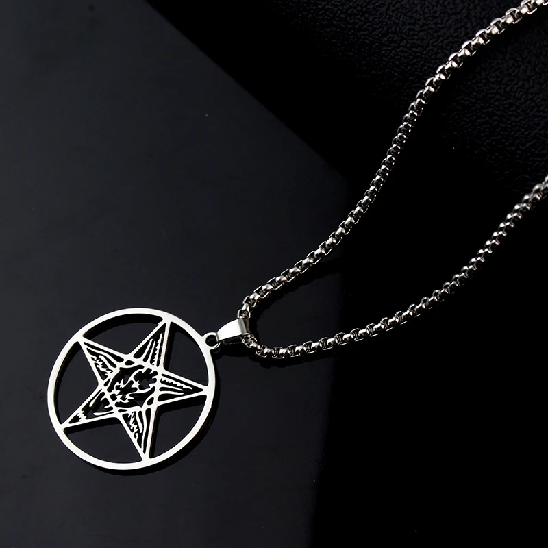 Большой Талисман Baphomet, ожерелье из нержавеющей стали, кулон для мужчин и женщин, булавка из козы, ювелирные изделия, сатаническая булавка, светящийся патч, колье для мужчин
