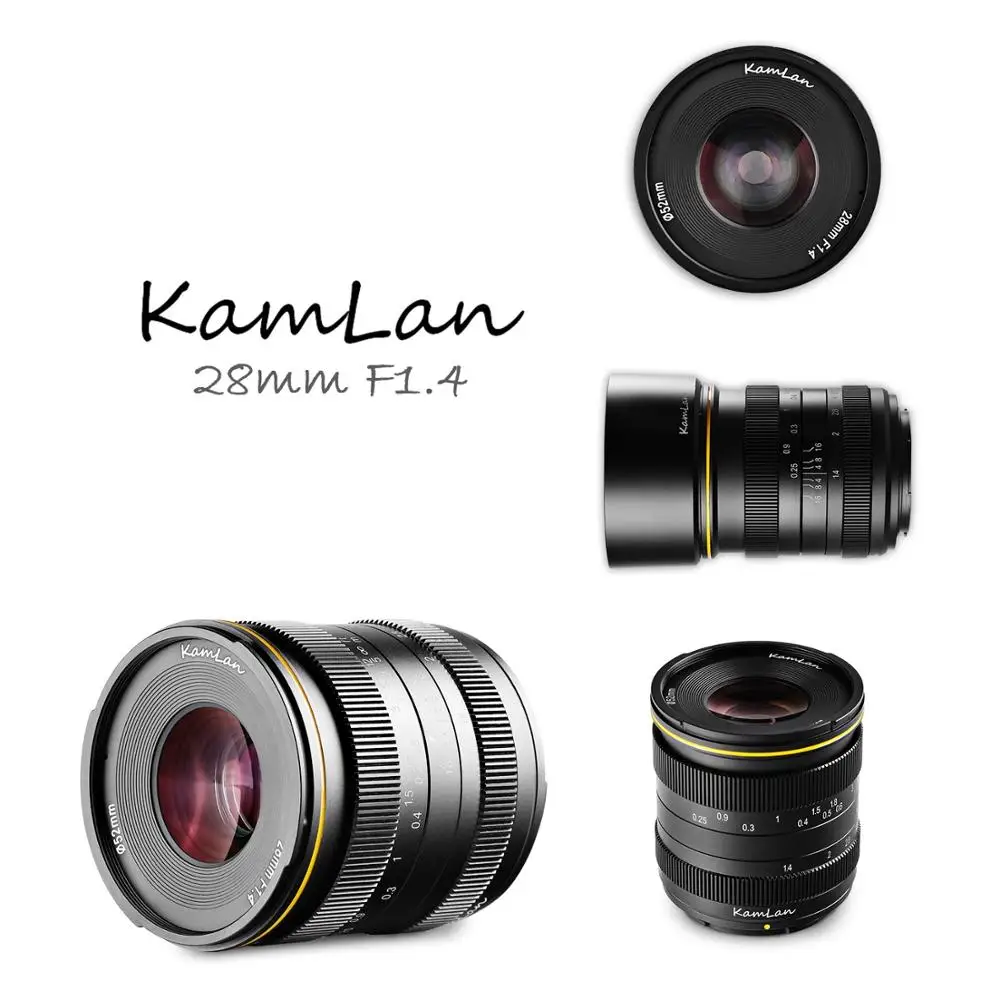 Kamlan 28mm f1.4 Wide Angle APS-C Large Aperture Manual Fo-cus Lens for Mirrorless Cameras