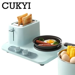 Electric bread toaster baking oven Mini multicooker sandwich bake egg boiler food steamer omelette frying pan Breakfast machine