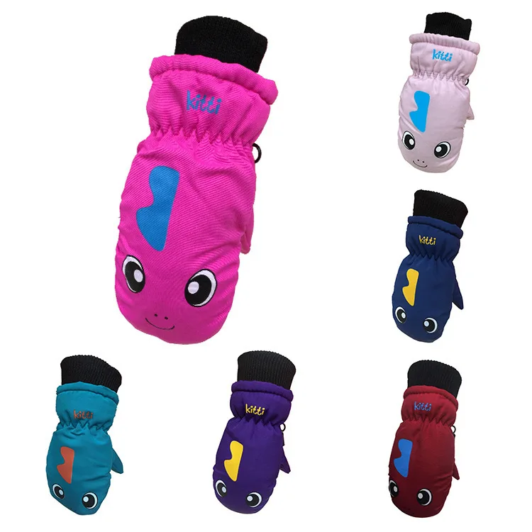 

Children's Winter Snow Sports Gloves Full-finger Cartoon Pattern Cute Outdoor Wind And Water Proof Thickened Gloves For 3-6yrs