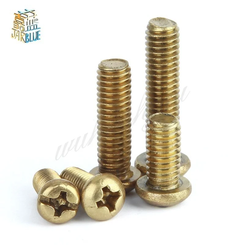 50Pcs ISO7045 DIN7985 GB818 M2 M2.5 M3 Copper Machine Screws Phillips Machine Pan Head Brass Screws
